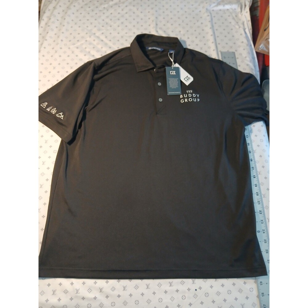 Cutter & Buck Mens CB Black The Buddy Group Performance Polo Shirt Size L NWT